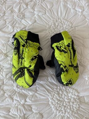 Obermeyer Neon Yellow & Black Kids Ski Mittens